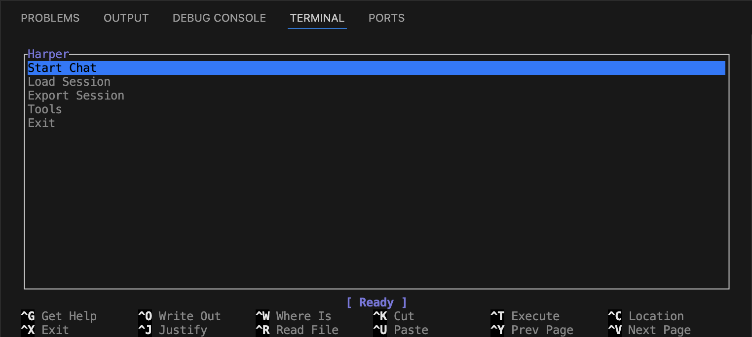 Harper terminal screenshot
